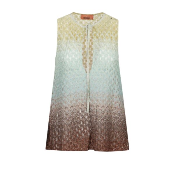 NWOT Missoni Sleeveless Blouse Tank Top Shirt Womens 44 Large Mint Green Brown - Picture 1 of 12